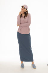 Blue Herringbone Textured Skirt