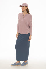 Blue Herringbone Textured Skirt
