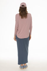 Blue Herringbone Textured Skirt