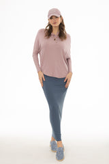 Blue Herringbone Textured Skirt