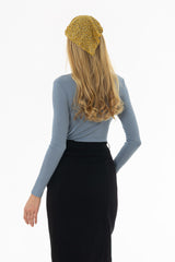 Blue Long Sleeve Ribbed T-Shirt