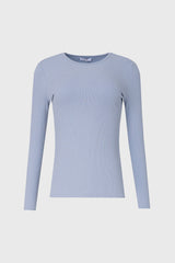 Blue Long Sleeve Ribbed Tee