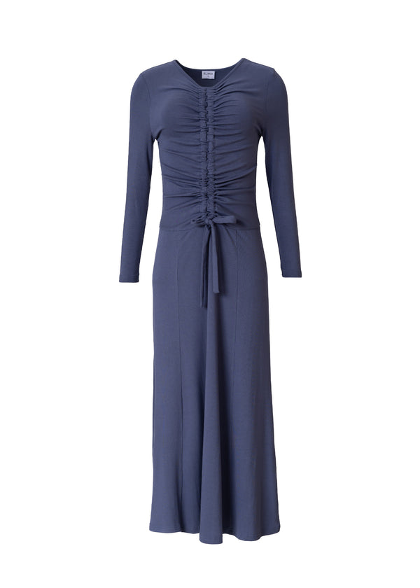 Blue Long Sleeve Ruched Maxi