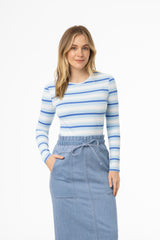 Blue Multi Striped Long Sleeve T-Shirt