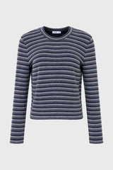 Blue Multi Striped Round Neck Sweater