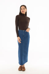 Blue Soft Structure Denim Maxi Skirt