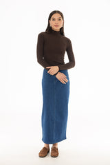 Blue Soft Structure Denim Maxi Skirt