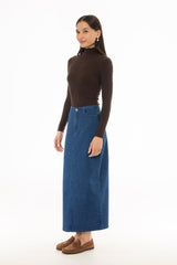 Blue Soft Structure Denim Maxi Skirt