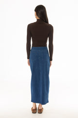 Blue Soft Structure Denim Maxi Skirt