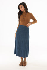 Blue Paneled Denim Skirt