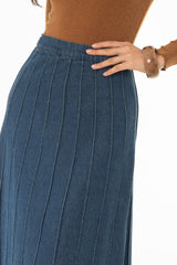Blue Paneled Denim Skirt