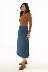 Blue Paneled Denim Skirt