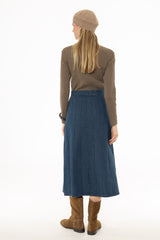 Blue Paneled Denim Skirt