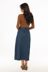 Blue Paneled Denim Skirt