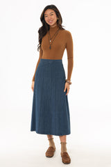 Blue Paneled Denim Skirt