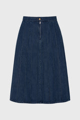 Blue Paneled Denim Skirt