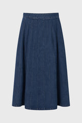 Blue Paneled Denim Skirt