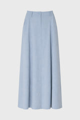 Blue Paneled Linen Feel Maxi Skirt
