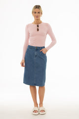 Blue Pencil Denim Skirt