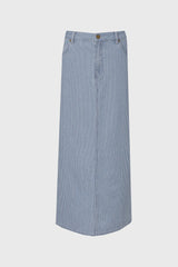 Blue Pinstripe Denim Skirt