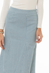 Blue Pinstripe Flare Maxi Skirt