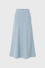 Blue Pinstripe Flare Maxi Skirt