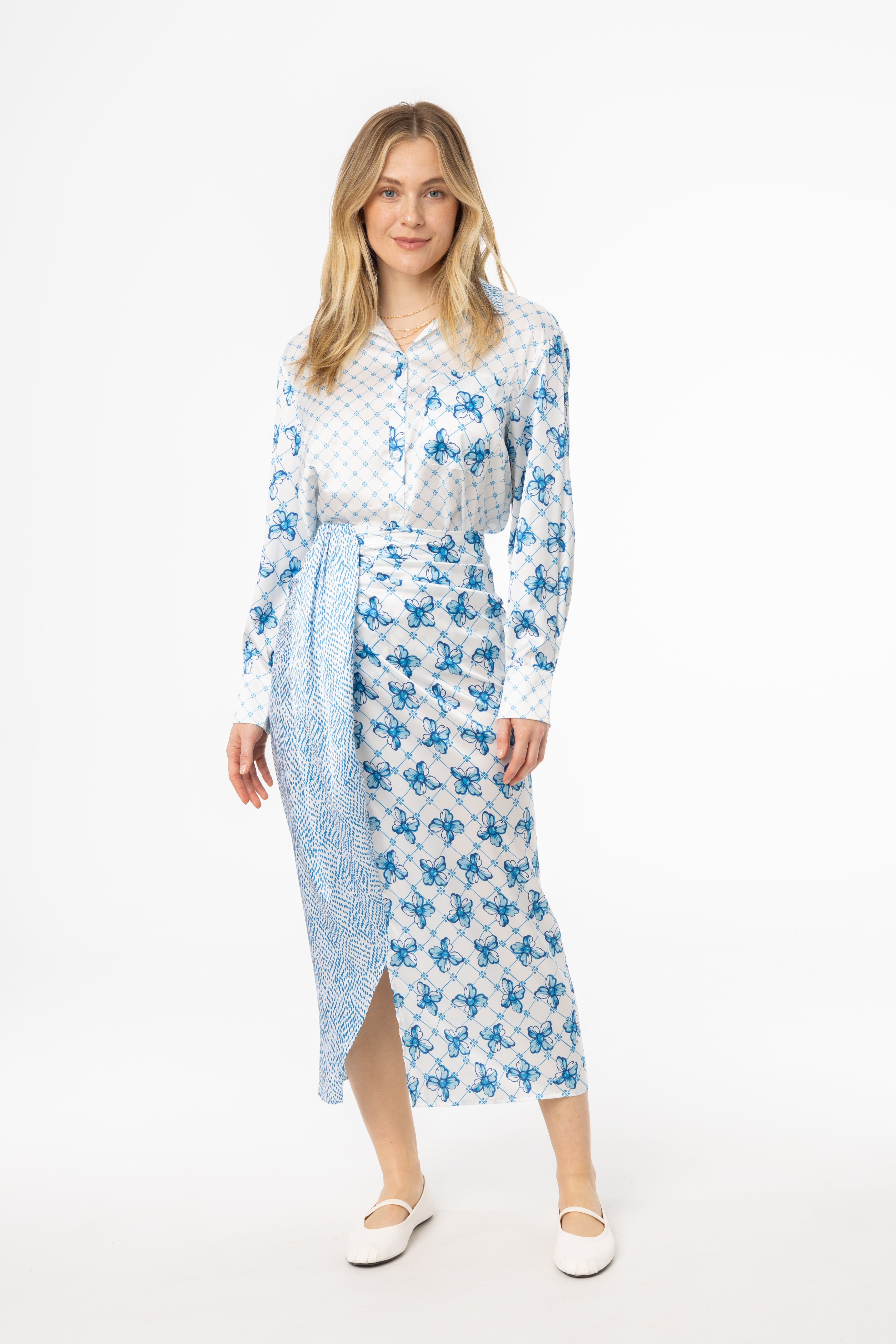 Printed drape skirt
