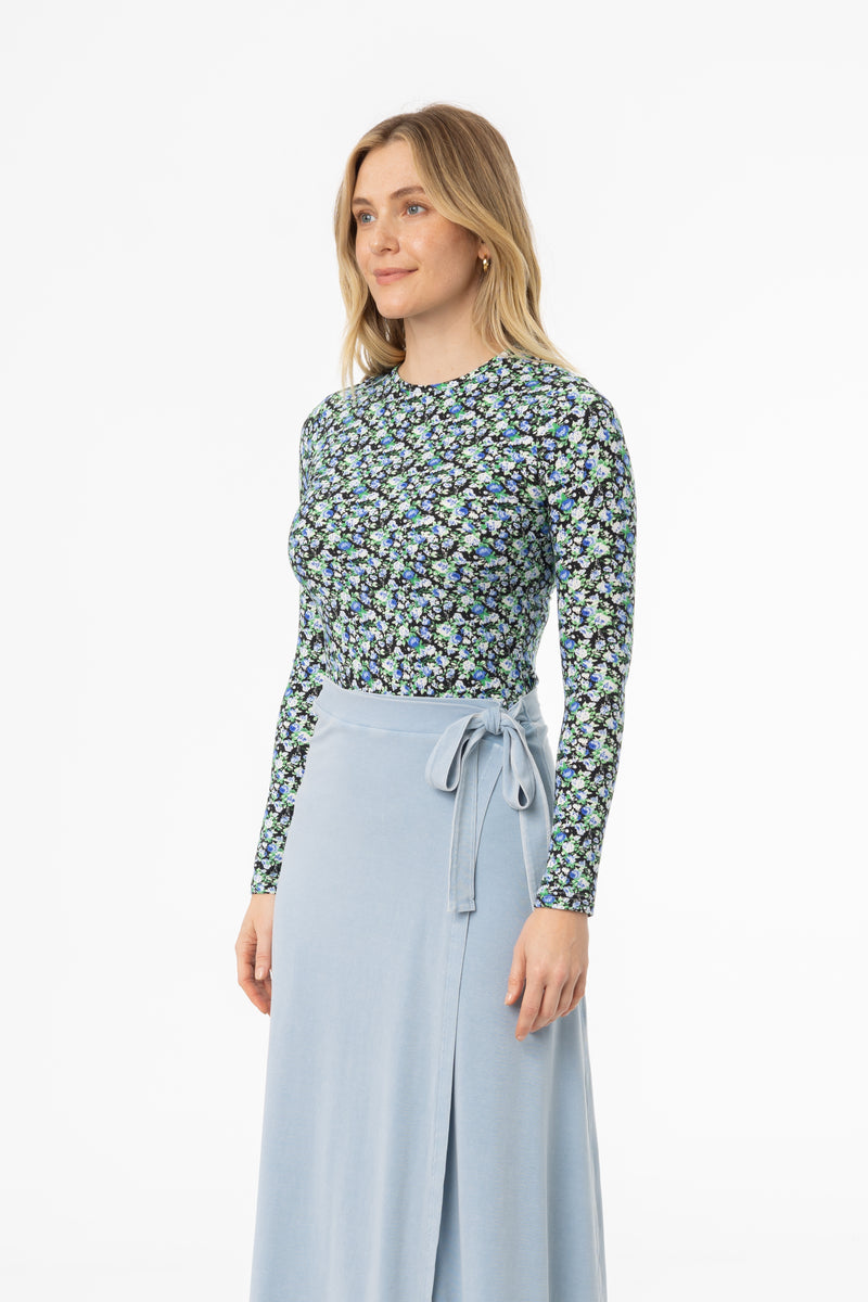 Blue Floral Printed T-Shirt