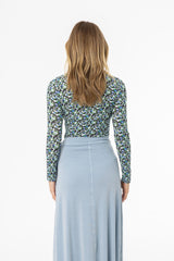 Blue Floral Printed T-Shirt