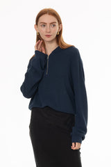 Blue Quarter Zip Hoodie Sweater