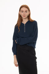 Blue Quarter Zip Hoodie Sweater