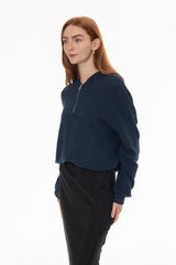 Blue Quarter Zip Hoodie Sweater
