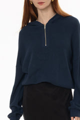 Blue Quarter Zip Hoodie Sweater