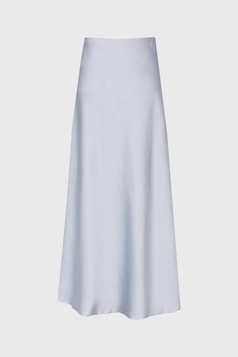 Blue A-Line Satin Effect Maxi Skirt