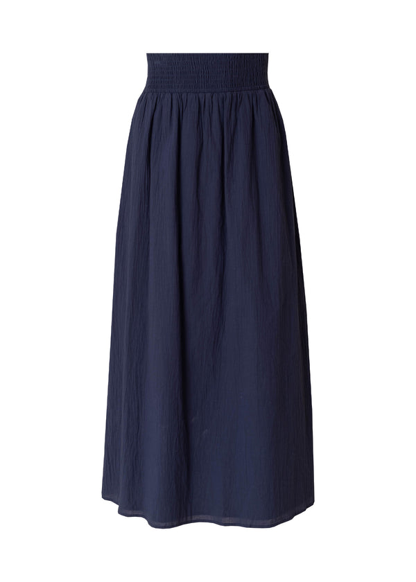 Blue Smocked Maxi Skirt