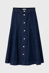 Blue Snap Detail Midi Denim