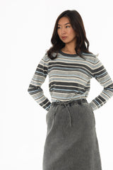 Blue Striped Knit Sweater