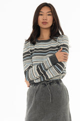 Blue Striped Knit Sweater