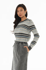 Blue Striped Knit Sweater