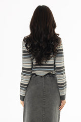Blue Striped Knit Sweater