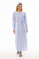 Blue Striped Pocket Shirt Dress