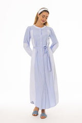 Blue Striped Pocket Shirt Dress