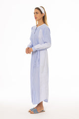 Blue Striped Pocket Shirt Dress