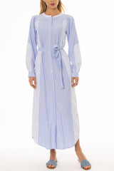 Blue Striped Pocket Shirt Dress