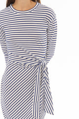 Blue Striped Tie Maxi Dress