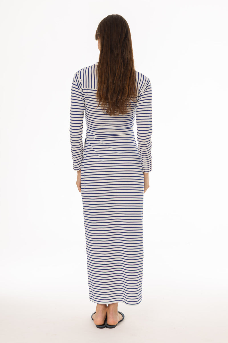 Blue Striped Tie Maxi Dress – BLANK