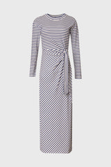 Blue Striped Tie Maxi Dress