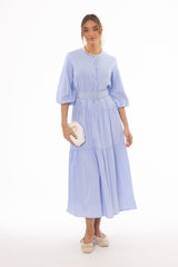 Blue Striped Tiered Maxi Dress