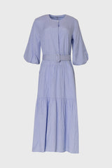 Blue Striped Tiered Maxi Dress