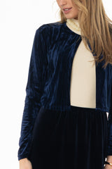 Navy Textured Velour Cardigan
